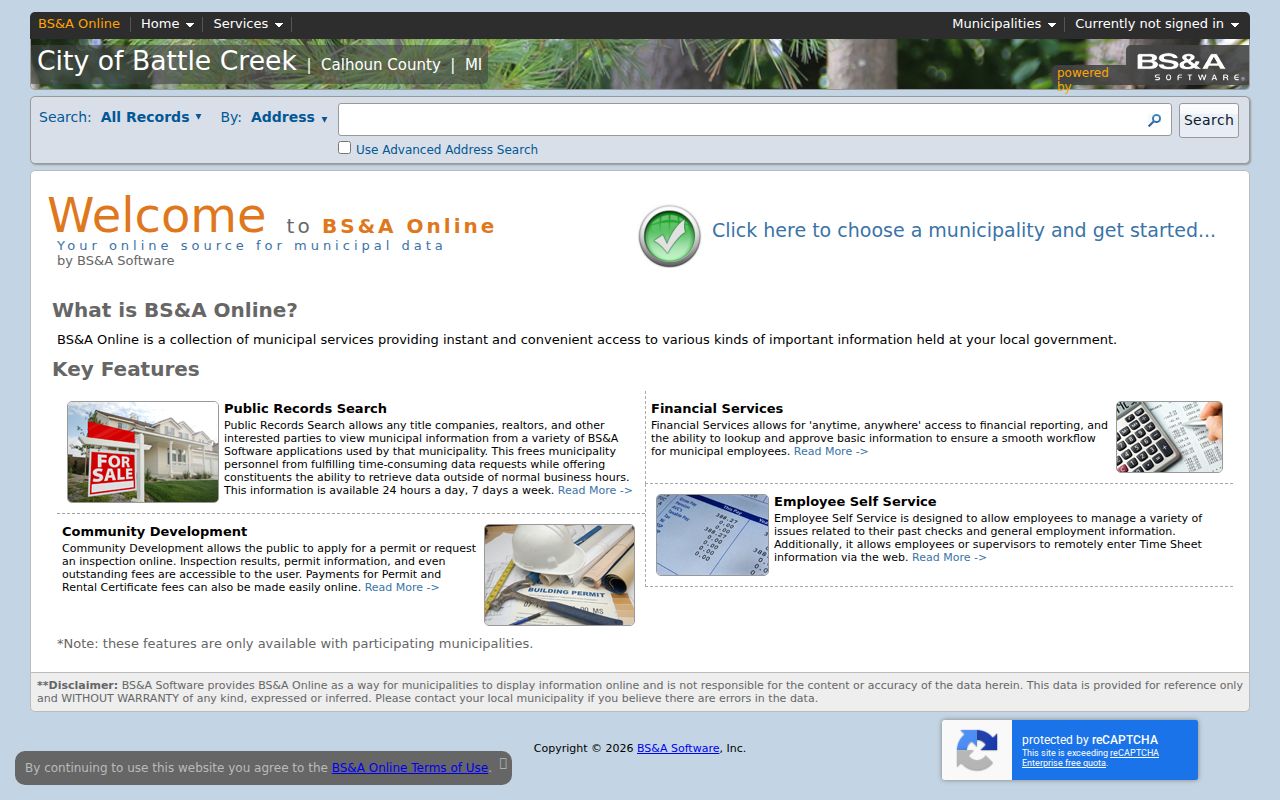 Battle Creek residents directory BS&A public property search