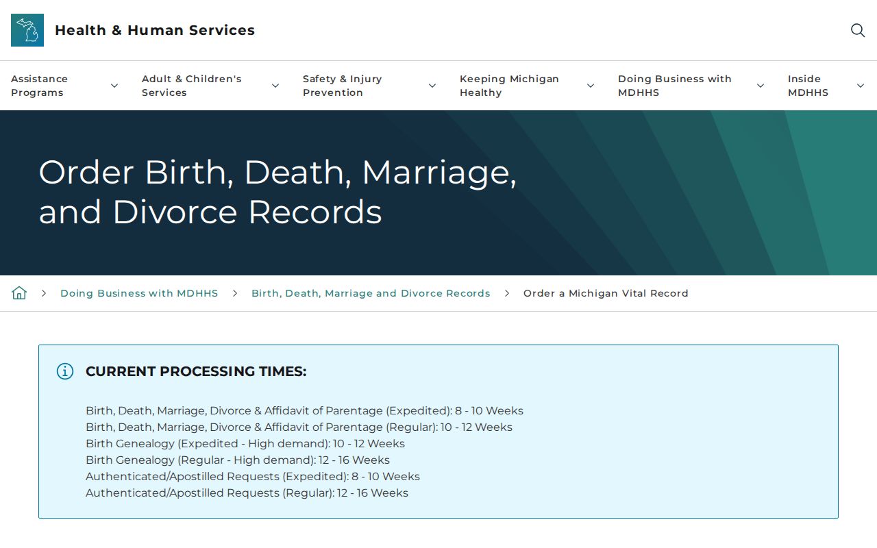 Battle Creek residents directory Michigan vital records order routes